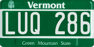 VT license plate LUQ286
