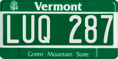 VT license plate LUQ287