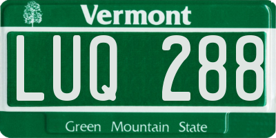 VT license plate LUQ288