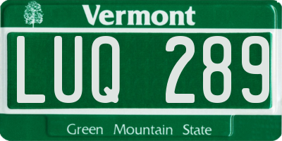 VT license plate LUQ289