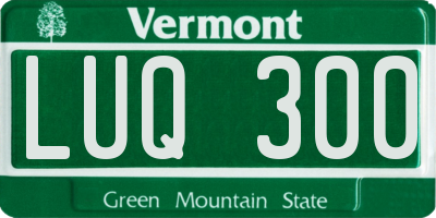 VT license plate LUQ300