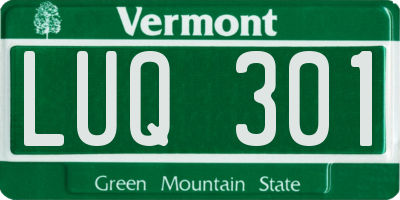 VT license plate LUQ301