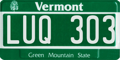 VT license plate LUQ303