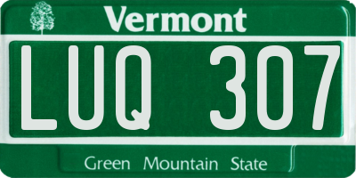 VT license plate LUQ307