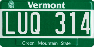 VT license plate LUQ314