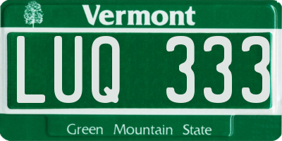 VT license plate LUQ333