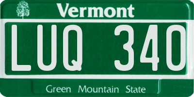 VT license plate LUQ340