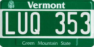 VT license plate LUQ353