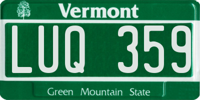 VT license plate LUQ359