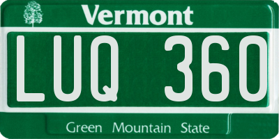 VT license plate LUQ360