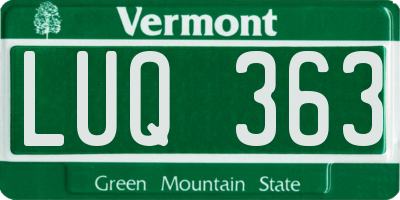 VT license plate LUQ363