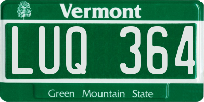 VT license plate LUQ364