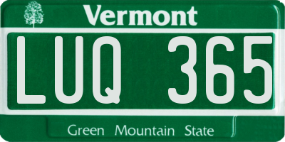 VT license plate LUQ365