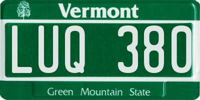 VT license plate LUQ380