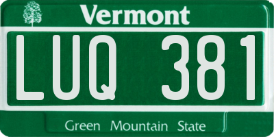 VT license plate LUQ381