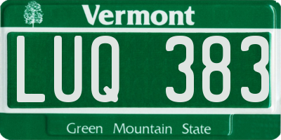 VT license plate LUQ383