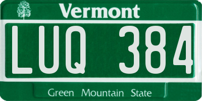 VT license plate LUQ384