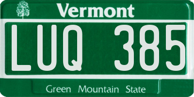 VT license plate LUQ385