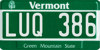 VT license plate LUQ386