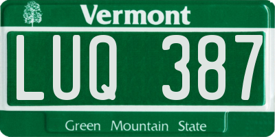 VT license plate LUQ387