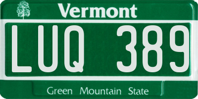 VT license plate LUQ389