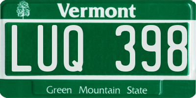 VT license plate LUQ398