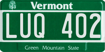 VT license plate LUQ402