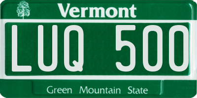 VT license plate LUQ500
