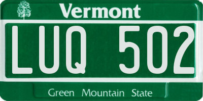 VT license plate LUQ502