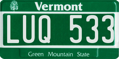 VT license plate LUQ533