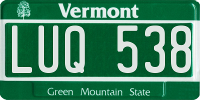 VT license plate LUQ538