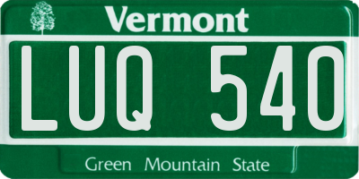 VT license plate LUQ540