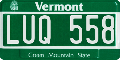 VT license plate LUQ558