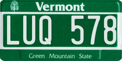 VT license plate LUQ578