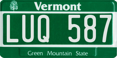 VT license plate LUQ587