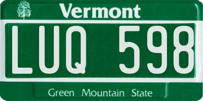 VT license plate LUQ598