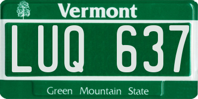 VT license plate LUQ637