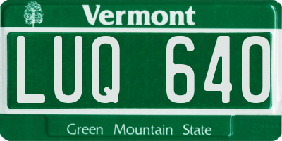 VT license plate LUQ640