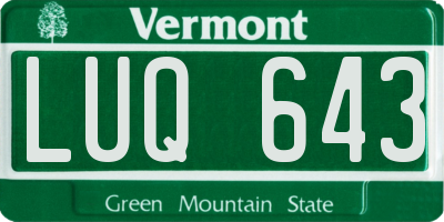 VT license plate LUQ643