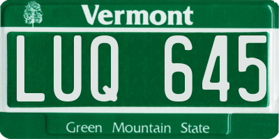 VT license plate LUQ645