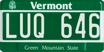 VT license plate LUQ646