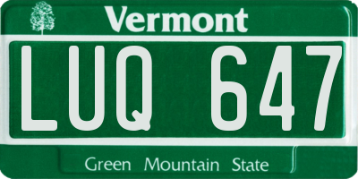 VT license plate LUQ647