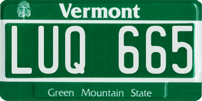 VT license plate LUQ665