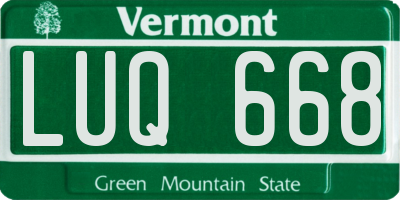 VT license plate LUQ668