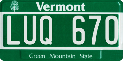 VT license plate LUQ670