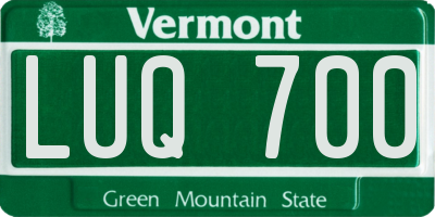 VT license plate LUQ700