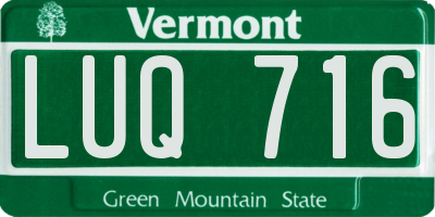 VT license plate LUQ716