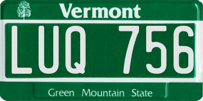 VT license plate LUQ756