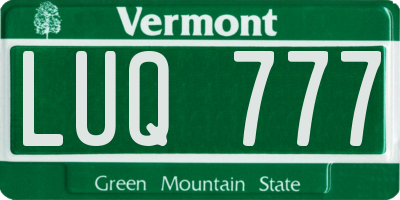VT license plate LUQ777