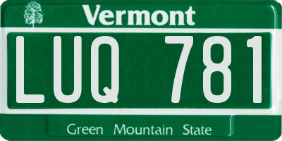 VT license plate LUQ781